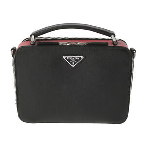 Prada Brick Black Red Saffiano Handbag